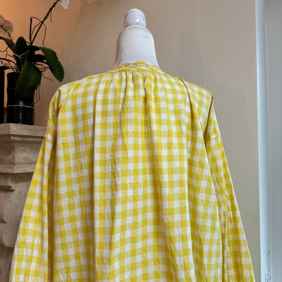 Madewell Yellow Check Gingham Long Sleeve Mini Womens Size L Shift Cotton Casual - Picture 8 of 14